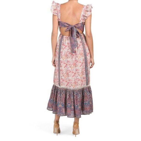 Haute hippie boho peasant fairy whimsical flutter sleeve  paisley maxi dress 2 - Picture 2 of 9